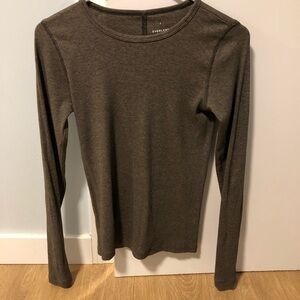 Everlane luxe rib crew long sleeve heathered fatigue